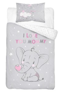 Pościel 100x135 do łóżeczka Słonik I Love You Mommy 
