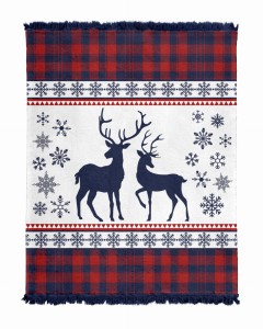 koc bawełniany 150x200 świąteczny wzór renifery
