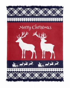 koc bawełniany 150x200 świąteczny wzór renifery 