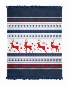 koc bawełniany 150x200 świąteczny wzór renifery