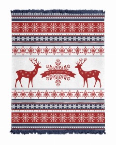 koc bawełniany 150x200 świąteczny wzór renifery