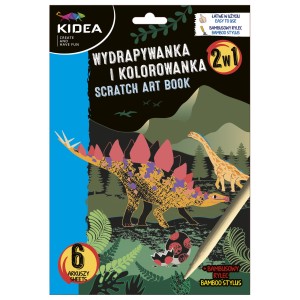 Wydrapywanka i kolorowanka 2w1 zdrapywanka  6arkuszy dinozaury
