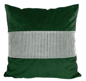 Poszewka ozdobna 40x40 Velvet butelkowa zieleń z cyrkoniami 