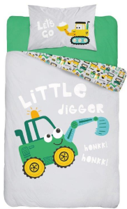 Pościel bawełniana 90x120 do łóżeczka koparka