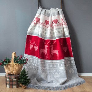 koc bawełniany 150x200 świąteczny wzór 