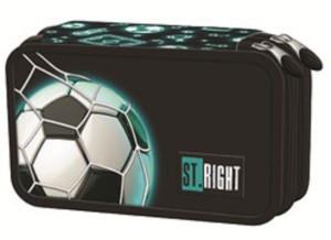Piórnik z wyposażeniem St. Right podwójny piłka neon