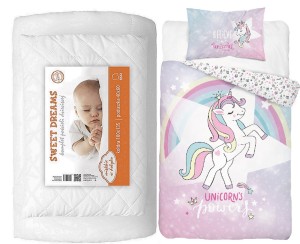 Komplet pościeli 100x135 do łóżeczka z kołdrą i poduszką wyprawka jednorożec
