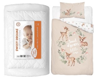 Komplet pościeli 100x135 do łóżeczka 4el  z kołdrą i poduszką wyprawka Sarenka