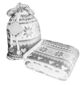 koc świąteczny Saco  w worku szary 150x200