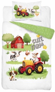 Pościel bawełniana 100x135 do łóżeczka z traktorkiem