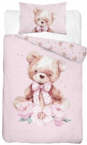 Pościel bawełniana 100x135 do łóżeczka Miś z misiem  