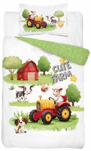 Pościel bawełniana 100x135 do łóżeczka farma wieś 