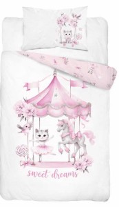 Pościel bawełniana 100x135 do łóżeczka karuzela kotek i jednorożec 