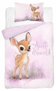 Pościel bawełniana 100x135 do łóżeczka sarenka fiolet 