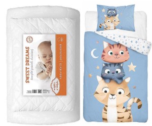 Komplet pościeli 100x135 do łóżeczka z kołdrą i poduszką wyprawka kotki