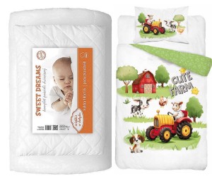 Komplet pościeli 100x135 do łóżeczka z kołdrą i poduszką wyprawka farma