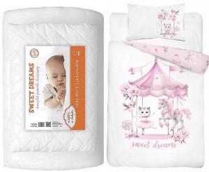 Komplet pościeli 100x135 do łóżeczka z kołdrą i poduszką wyprawka karuzela 
