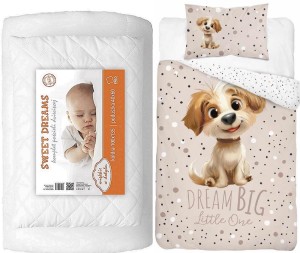 Komplet pościeli 100x135 do łóżeczka z kołdrą i poduszką wyprawka piesek