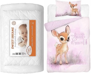 Komplet pościeli 100x135 do łóżeczka z kołdrą i poduszką wyprawka sarenka