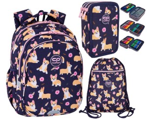 3w1 Plecak wczesnoszkolny+ worek + piornik potrójny z wyposażeniem Coolpack Pieski Wyprawka szkolna 