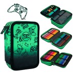 Piórnik z wyposażeniem Coolpack Jumper 3 Game Over Green 