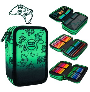 Piórnik z wyposażeniem Coolpack Jumper 3 Game Over Green 