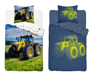 Pościel  bawełniana świecąca w ciemności 160x200 Traktor Fent 