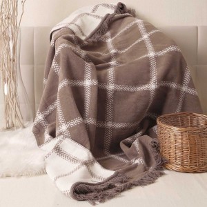Koc Bawełniany 150x200 Gruby 500g/m2 Ciepły Miękki z Frędzlami