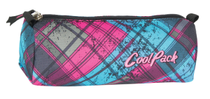 Piórnik kosmetyczka tuba Coolpack różowo niebieska krata